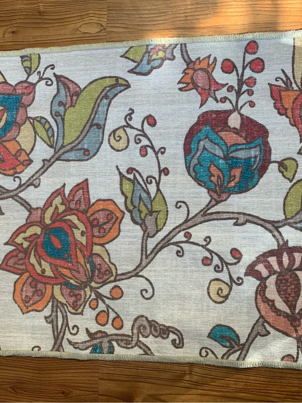 Frida Floral Natural Flatwoven Rug with Pad 3x2'